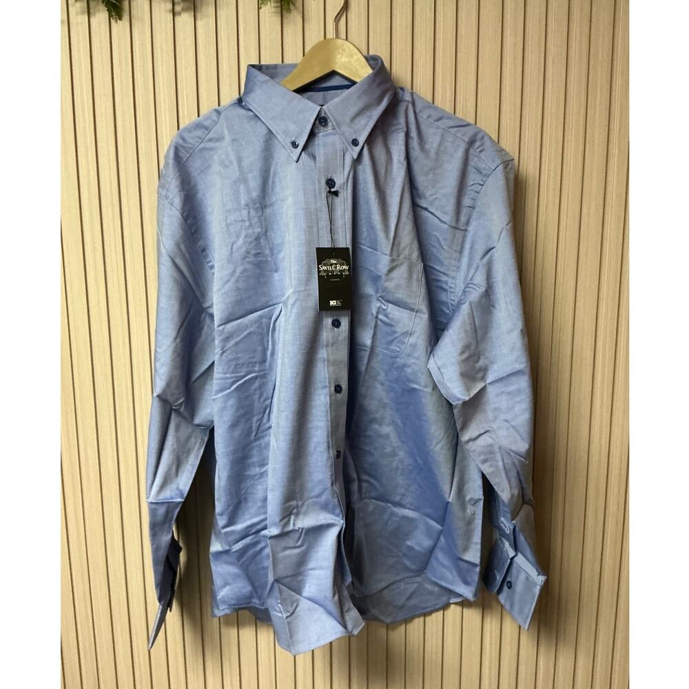 Savile Row Company London Classic Fit Button Down Shirt Blue Size XXL